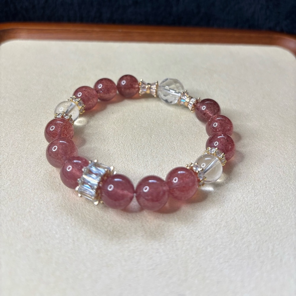 Elegant Red Beaded Bracelet with Crystal Accents
